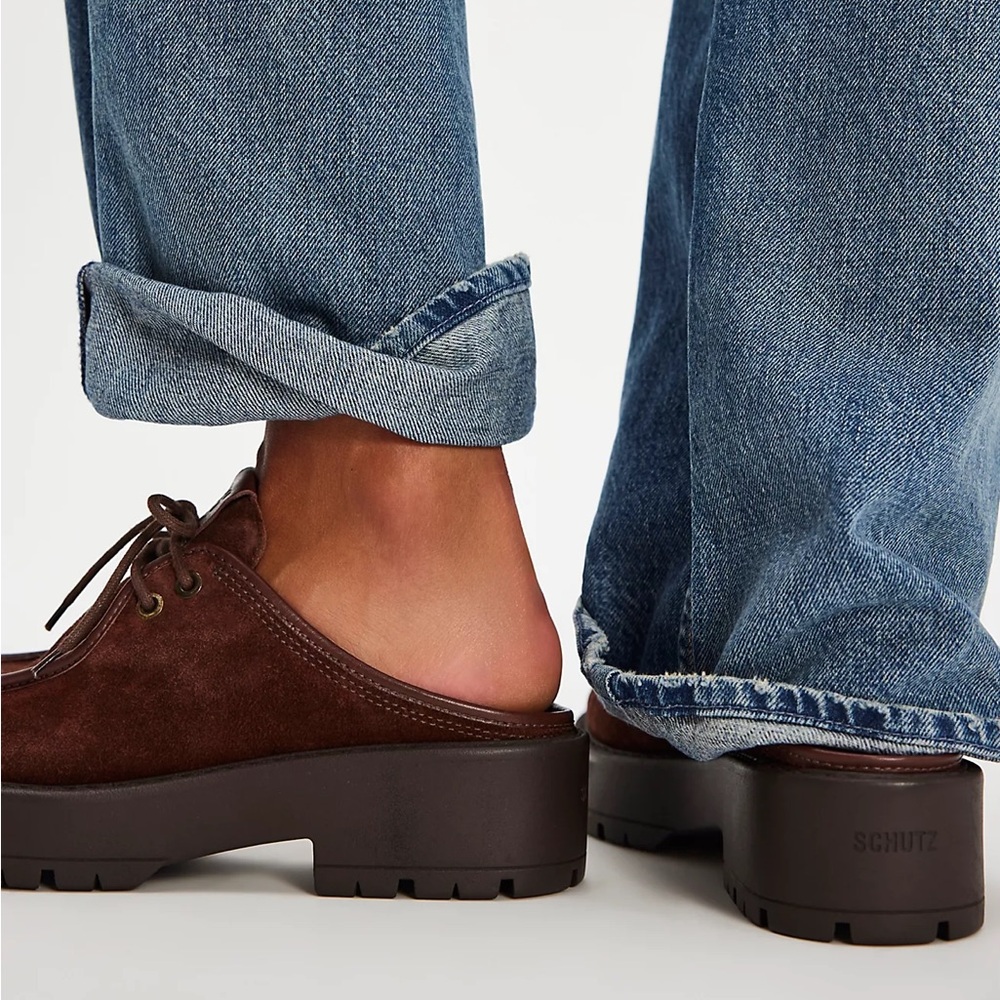 New Free People Schutz Cia Suede Loafer Mules - Picture 3 of 6